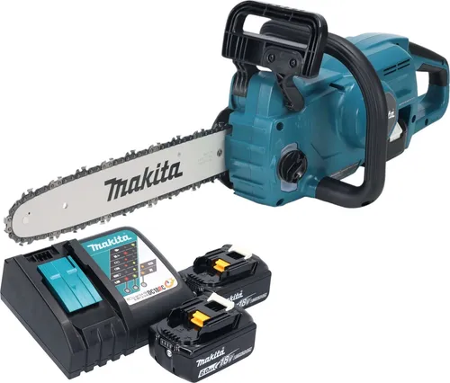 Makita DUC 357 RG2X3 Akku Kettensäge 18 V 35 cm - Sägen - Leistungsstarke Akku Kettensäge mit Brushless Motor, inklusive 2x 6,0 Ah Akkus und Ladegerät für maximale Flexibilität und lange Laufzeit.