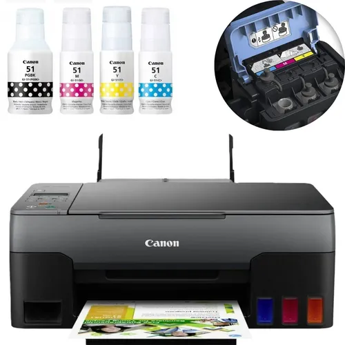 Canon PIXMA G3520 MegaTank Drucker - Nachfüllbares Multifunktionsgerät für DIN A4, ideal für Zuhause oder Home Office, mit großen Tintentanks für niedrige Seitenkosten und WLAN-Anbindung.