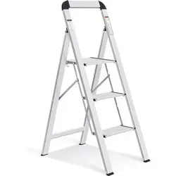 Trittleiter Aluminium 3 Stufen Handlauf Klappsicherung Silber 3 Stufen