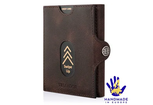 Trusador Mini Geldbörse 'Valencia' - Unisex Slim Wallet - Mini-Geldbörsen: Handgefertigte Slim Wallet aus Vollnarbenleder mit RFID Schutz, ideal für bis zu 12 Karten und 15 Geldscheine.