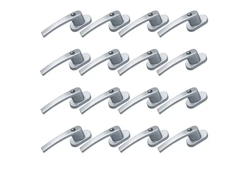 BASI Fenstergriff mit Druckknopfsicherung, 16x Fenstergriff - Silber, (Spar-Set, 16-tlg), Aluminium, abschließbar, GL, inkl. 2 Schlüssel/Griff, 16er Set, Silber