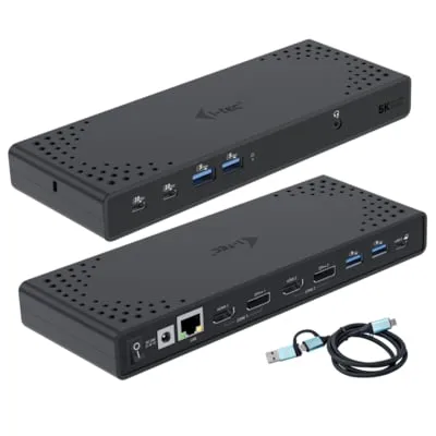 i-tec USB 3.0 USB-C Thunderbolt 3 Dual Display Docking Station Gen2 - 100W Power Delivery, ideal für Multimonitor-Setups und schnelle Datenübertragung
