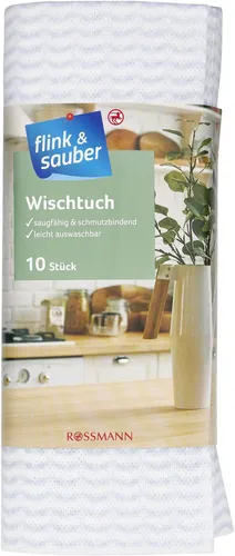 flink & sauber Wischtücher 50 cm x 38 cm - Reinigungstücher im 10er-Pack, vielseitig anwendbar und schmutzbindend, ideal für trockene und feuchte Anwendungen, maschinenwaschbar bis 60°C, perfekt für den täglichen Einsatz.
