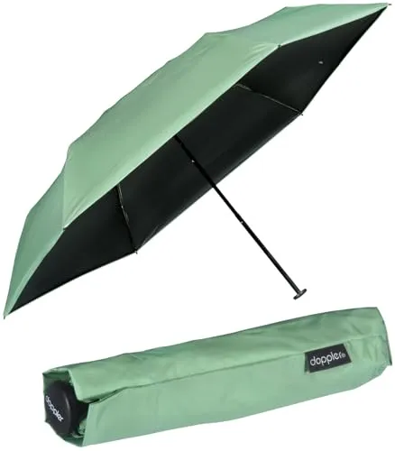 Doppler Zero Mini Damen Taschenschirm mit UV-Schutz - Malachite Green-Black - Extrem leichter Taschenschirm von doppler, ideal für Reisen. Nur 135g schwer, mit UV-Schutz und handlichem Design für perfekten Schutz vor Sonne und Regen.