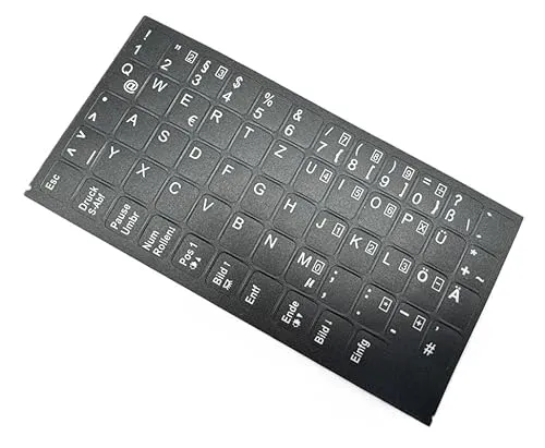T-ProTek DEUTSCHE Tastaturaufkleber - schwarz MATT 58 Tasten 1,1 cm x 1,3 cm Selbstkleben kompatibel für Acer Laptop Notebook