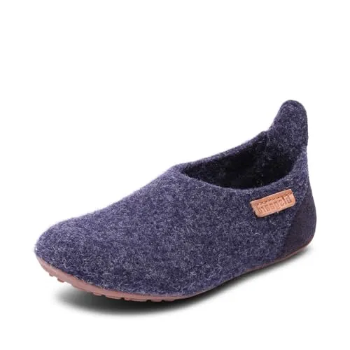 Bisgaard Unisex Kinder Basic Wool Slipper, Blau, 29 EU - Hausschuhe für Jungen, aus temperaturregulierender Wolle für warmen Komfort und mit rutschfester Gummisohle für sicheren Halt.