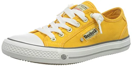 Dockers by Gerli Damen Sneaker 42ve201-700960 in Golden Glow - Damen-Sneaker aus hochwertigem Synthetik/Textilgemisch, modisch und bequem für den Alltag.