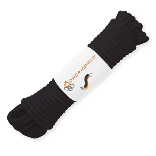 Dreamprint Expanderseil 20m Schwarz 8mm Ø - Gummiseil, Planenseil, elastisches Seil für Innen & Außen - Wetterfest & Reißfest - Ideal für Ladungssicherung, Planenbefestigung, Camping & Outdoor