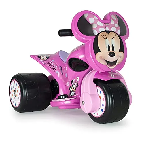 Dreirad Elektrisches Motorrad Baby 1 + 2 +3 Jahre Minnie Mouse - Laufrad Tricycle Rosa 6V - Dreirad Mit DREI Stabile Räder + Breite Räder + Gaspedal + Sicher | INJUSA