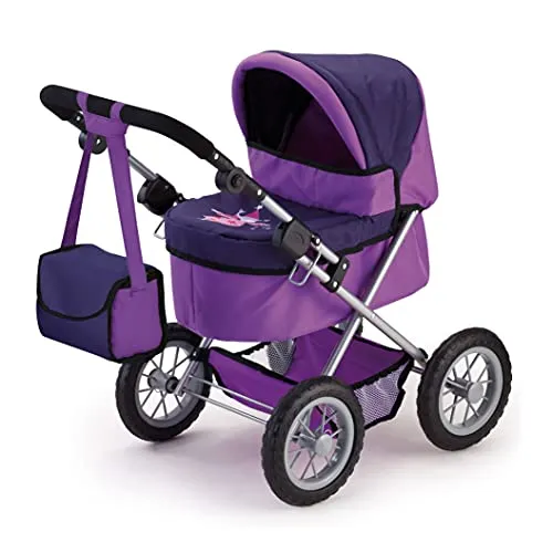 Bayer Design 13012AA Puppenwagen Trendy - Höhenverstellbarer Puppenwagen für Puppen bis 46 cm, ideal für unebenes Gelände mit großen Rädern. Zusammenklappbar und mit passender Tasche für einfachen Transport.
