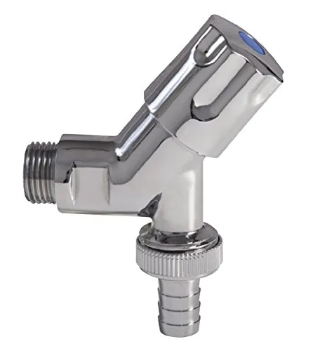 Sanitop-Wingenroth Auslaufventil 1/2 | Schrägsitz-Verschraubung | Mit Schlauchverschraubung | Kaltwasserhahn mit 1/2 Zoll Wandanschluss | Außenwasserhahn | Kunststoff-verchromt | 06208 4