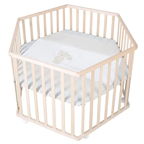 roba 6-eckiges Laufgitter aus Holz in beige von roba