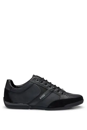 BOSS Men Saturn_Lowp_mx A_N Sneaker Black 45 EU - Herren-Sneaker mit Schnürbändern und hochwertigem Innenfutter, ideal für stilvolle Outfits und den ganzen Tag bequem.