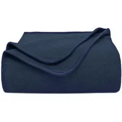 ZOLLNER Wohndecke navy, 130 x 170 cm - Bettdecken aus 100% hochwertigem Polyester mit elegantem Einfassband. Waschbar bis 95°C und in vielen modernen Farben erhältlich.