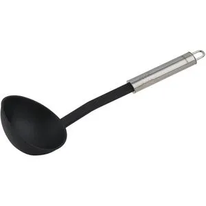 Fackelmann Schöpflöffel Ovalgriff, Kunststoff, 30cm, Ø10cm, spülmaschinengeeignet, silber/schwarz