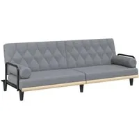vidaXL Schlafsofa mit Armlehnen - Hellgrau - Komfortables Schlafsofa für Gästeübernachtungen und gemütliche Sitzmomente. Strapazierfähiger Stoff und verstellbare Rückenlehnen sorgen für optimale Entspannung. Robuster Rahmen und praktische Kissen für zusätzlichen Komfort.