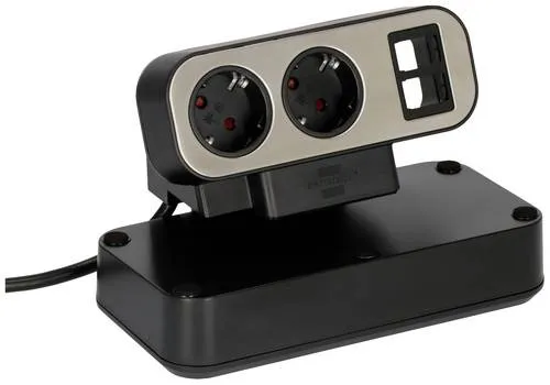 Brennenstuhl Tischsteckdose 1153580110 Schwarz, Silber - Steckdosen & Zubehör mit Überspannungsschutz und 9 Steckplätzen für flexible Anschlussmöglichkeiten, ideal für ein organisiertes Zuhause oder Büro.