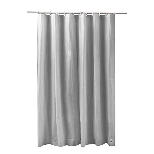 ADOB Anti-Schimmel Duschvorhang Peva Grau, 180 x 200 cm, waschbar, mit Gewichtsband und 12 Duschvorhangringen, 90815