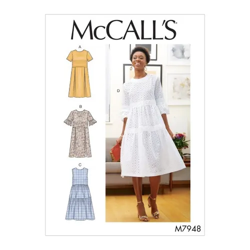 McCalls Schnittmuster Sommerkleid mit Schößchen Gr. 40-48 - M7948