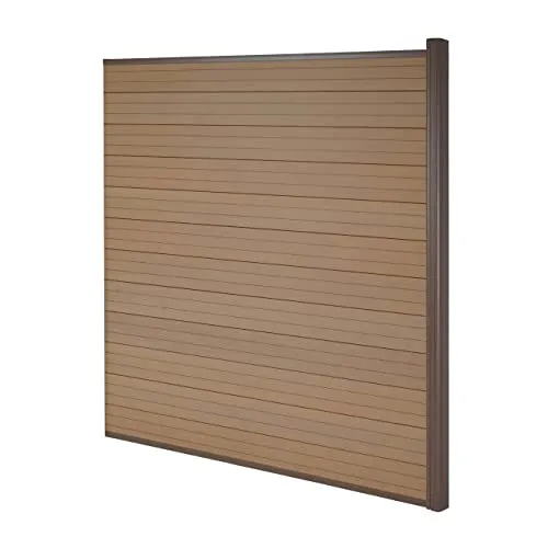 Mendler WPC-Sichtschutz Sarthe - Teak, 1,85m - Dekorativer Sichtschutzzaun aus WPC mit Aluminium-Pfosten, windfest und individuell erweiterbar für optimale Privatsphäre im Garten oder auf der Terrasse.
