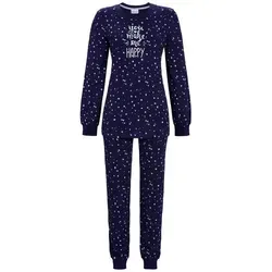 Ringella Pyjama mit Strickbündchen (2 tlg) blau M - Nachtwäsche aus 100% Baumwolle, bequem mit Strickbündchen und ideal für entspannte Nächte.