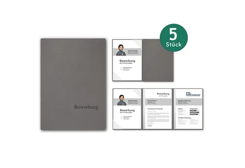 STRATAG Bewerbungsmappe SELECT OPTIMA-plus - 5-teilig, Premium-Qualität - Hochwertige Bewerbungsmappe aus stabilem Naturkarton, ideal für einen professionellen ersten Eindruck. Mit integrierten Klemmschienen für bis zu 25 Blatt DIN A4, perfekt für Lebenslauf und Zeugnisse.
