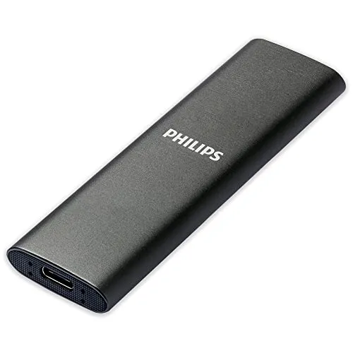 Philips FM02SS030P/00 externe SSD 2 TB - Externe Festplatte mit 2 TB, Ultra Speed USB-C 3.2, Lesegeschwindigkeit bis 520 MB/s und Schreibgeschwindigkeit bis 550 MB/s, ideal für schnelle Datenübertragungen.