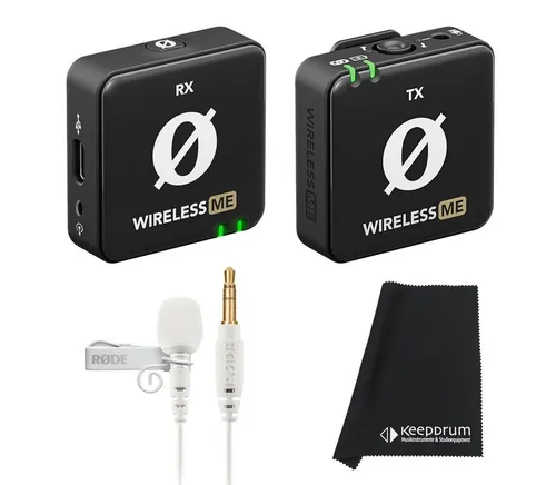 RØDE Rode Wireless ME Mikrofon mit Lavalier GO Weiss - Drahtloses Mikrofon-Set - Mikrofone: Digitales Drahtlos-Mikrofonsystem mit 100m Reichweite und GainAssist Technologie für perfekten Audiopegel, ideal für Videofilmer und Interviews.