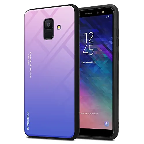 Cadorabo Hülle kompatibel mit Samsung Galaxy A6 2018 Schutzhülle TPU Silikon Case Glas Slim Kratzfest Weiche Gummi mit Rundumschutz Case Hülle für Galaxy A6 2018 in Schwarz