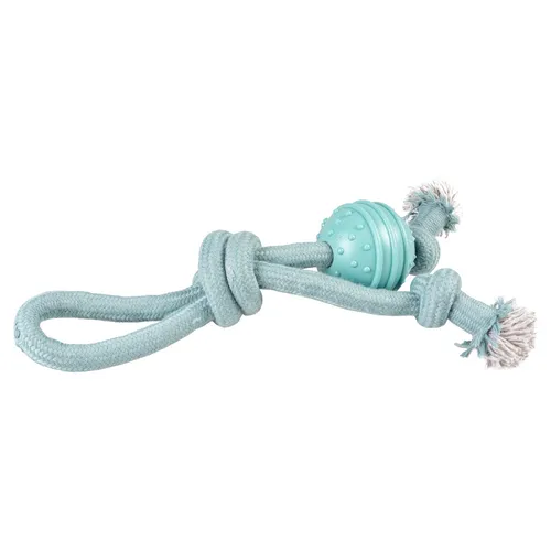 Duvo+ Hundespielzeug Seilschlaufe mit Knoten & Gummiball blau 39cm