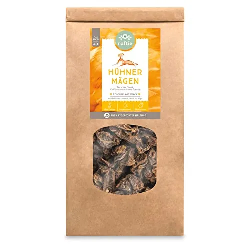 naftie Kausnacks Hühnermägen getrocknet - für artige Hunde - viel Eiweiß - Kauartikel Leckerlies getreidefrei - Training & Belohnung - 250g