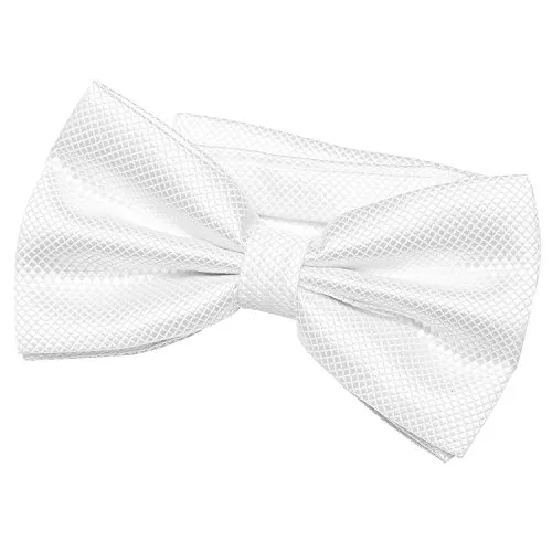 DonDon Herren Fliege 12 x 6 cm gebunden mit Hakenverschluss und größenverstellbar für besondere Anlässe weiß