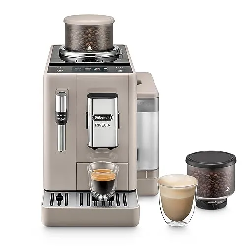 De´Longhi EXAM 440.35.BG Rivelia Sand-Beige - Kaffeevollautomat mit elegantem Design, brüht perfekten Kaffee auf Knopfdruck und bietet individuelle Einstellungen für jeden Geschmack.
