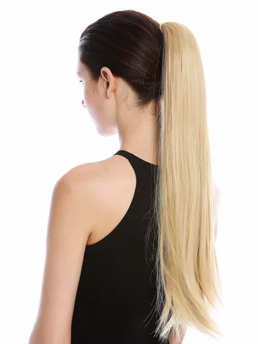 Haarteil Zopf Pferdeschwanz Steckkamm Bändchen glatt Goldblond 63cm