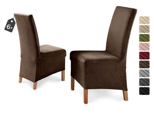 Beautex Stuhlhusse Eva Stuhlhussen Lang, Samt Stuhlbezug, elastische Stretch Husse