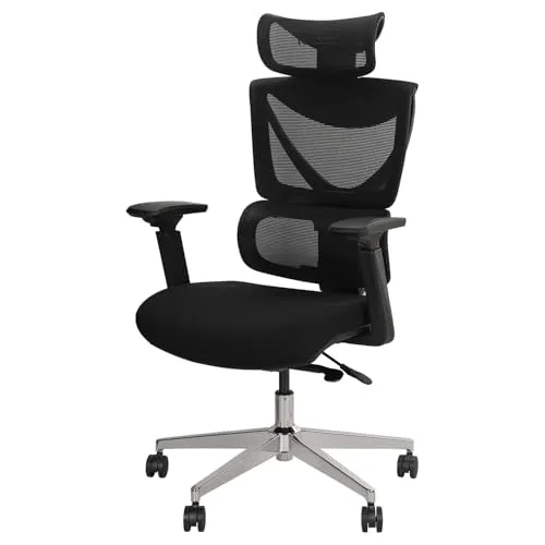 MUSSO V900 Structure Master Ergonomischer Bürostuhl mit 3-stufig verstellbarer Rückenlehne, Lendenwirbelstütze, 4D-Armlehne und Kopfstütze, Netz-hohe Rückenlehne für Zuhause/Büro (keine Fußstütze