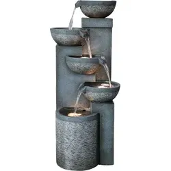 Dehner Gartenbrunnen Merkur: Frostbeständiger Terassenbrunnen mit LED-Beleuchtung - Bodenständige Brunnen, ideal für entspannende Gartenatmosphäre mit sanftem Wasserplätschern und warmem Licht. Hochwertiges Polyresin sorgt für Langlebigkeit und einfachen Aufbau.