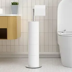 Freistehender Toilettenpapierhalter aus Edelstahl - Wasserdicht und elegant - Eleganter freistehender Toilettenpapierhalter aus Edelstahl für stilvolle Aufbewahrung. Ideal für Badezimmer und Küche, wasserdicht und ohne Bohren einfach zu installieren. Platz für bis zu 4 Rollen, robust und stabil.