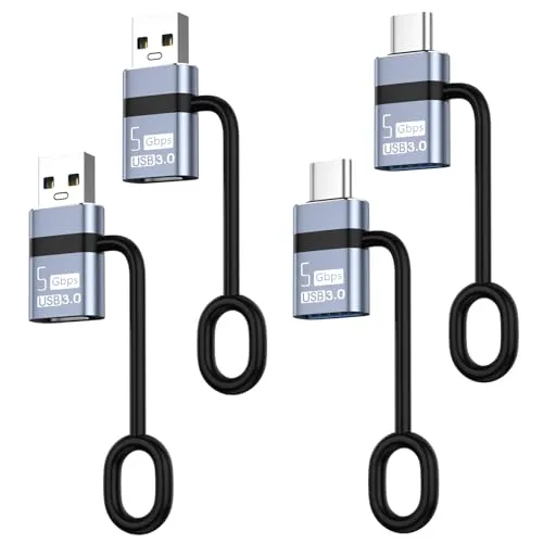 Liaoan Weiyu USB C auf USB3.0 Adapter ，USB auf Type-C 3.0 Adapter 4 Stück，Thunderbolt 4/3 auf USB 3.0 Kompatibel mit i-Phone 16 Pro Max MacBook Pro Air 2023 i-Pad Mini iMac Surface und mehr