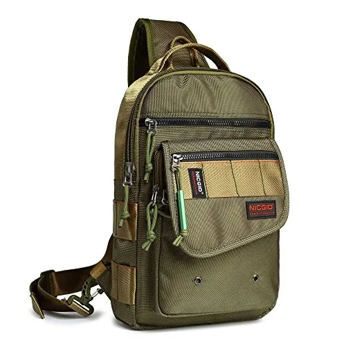 Nicgid Sling Bags, Brust Schulter Rucksäcke Crossbody Geldbörse Outdoor Brusttasche Reiserucksack für Männer Frauen Wandern Camping Radfahren (Army green)