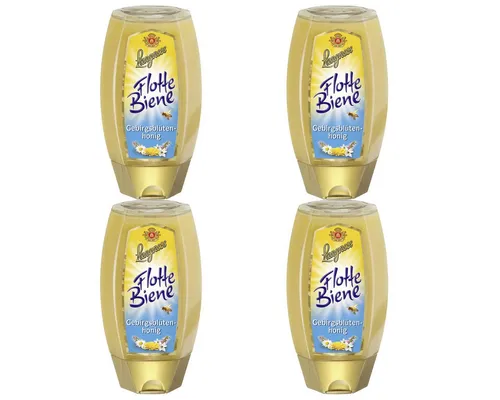 Langnese Honig, Langnese Flotte Biene Gebirgsblütenhonig cremig süß 250g 4er Pack