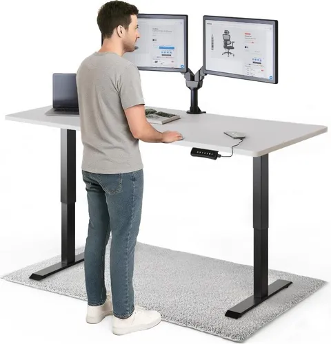 DESKSPACE PRO Elektrisch höhenverstellbarer Schreibtisch 160x80 cm – Schwarz/Weiß mit Memory-Funktion