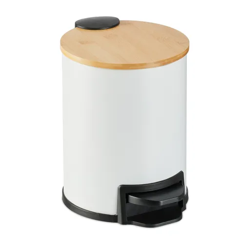 Mülleimer Bad 3l Kosmetikeimer Treteimer Bambusdeckel Toiletten-Mülleimer Pedal