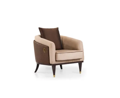 Beiger Loungesessel – Moderner Designer Einzelsessel für Ihr Zuhause - Eleganter Loungesessel in Beige, ideal für Wohnzimmer. Mit komfortabler Polsterung und stabilem Rahmen, bietet er eine stilvolle Ergänzung für jedes moderne Ambiente.