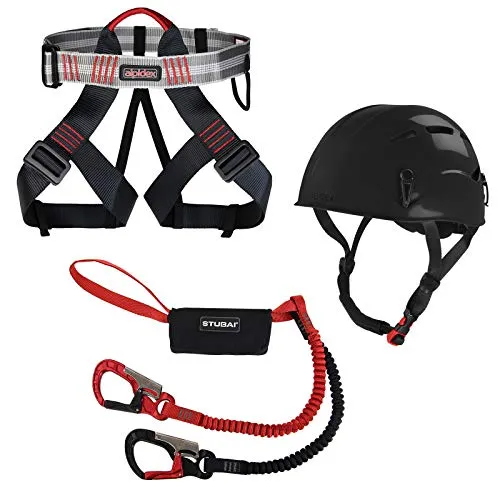 ALPIDEX Kletterhelm mit Klettergurt und Stubai Klettersteigset BASIC 3.0