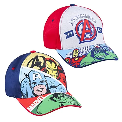 Cap für Kinder Avengers - Blau - Geeignet von 2 bis 8 Jahren - Aus Baumwolle und Polyester - Kinder Cap mit Verstellbarem Klettverschluss - Original Produkt in Spanien Designed