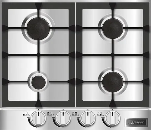 Kaiser Küchengeräte Gas-Kochfeld Edelstahl Gaskochfeld 60 cm 4 Brenner 3,8 KW WOK KG 6357 Turbo