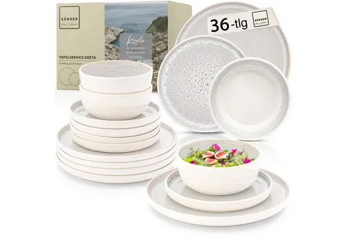 Sänger Tafelservice Kreta, 36-teilig, Creme, Rund, kratzfest - Entdecken Sie das elegante 36-teilige Geschirrset Kreta für stilvolle Tischkultur. Robust und vielseitig kombinierbar, bringt es mediterranes Flair in Ihr Zuhause.