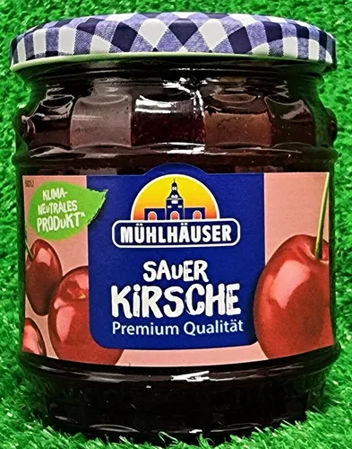Mühlhäuser Sauerkirsch Konfitüre 450g - Premium Qualität - Brotaufstrich aus hochwertigen Sauerkirschen, ideal für ein fruchtiges Frühstück oder als Topping für Desserts.