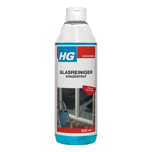 HG Glasreiniger Konzentrat 500 ml - Reinigungsmittel für streifenfreien Glanz, ideal für Fenster und Glasoberflächen, hochkonzentriert für optimale Reinigungskraft.